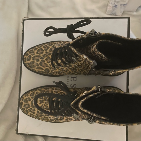 Guess Leopard Print Combat Boots - Picture 4 of 5
